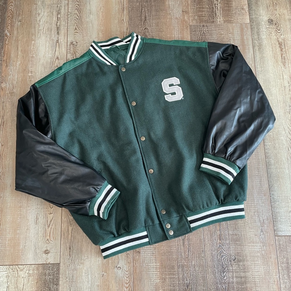 Vintage 2000s Michigan State University Spartans Steve & Barry’s Bomber Jacket.